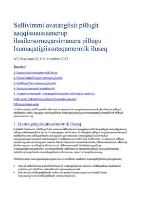 Sullivimmi avatangiisit pillugit aaqqissuussaanerup ilusilersorneqarsimanera pillugu Isumaqatigiissuteqarnermik iluseq - AT-ilitsersuut GL.6.5